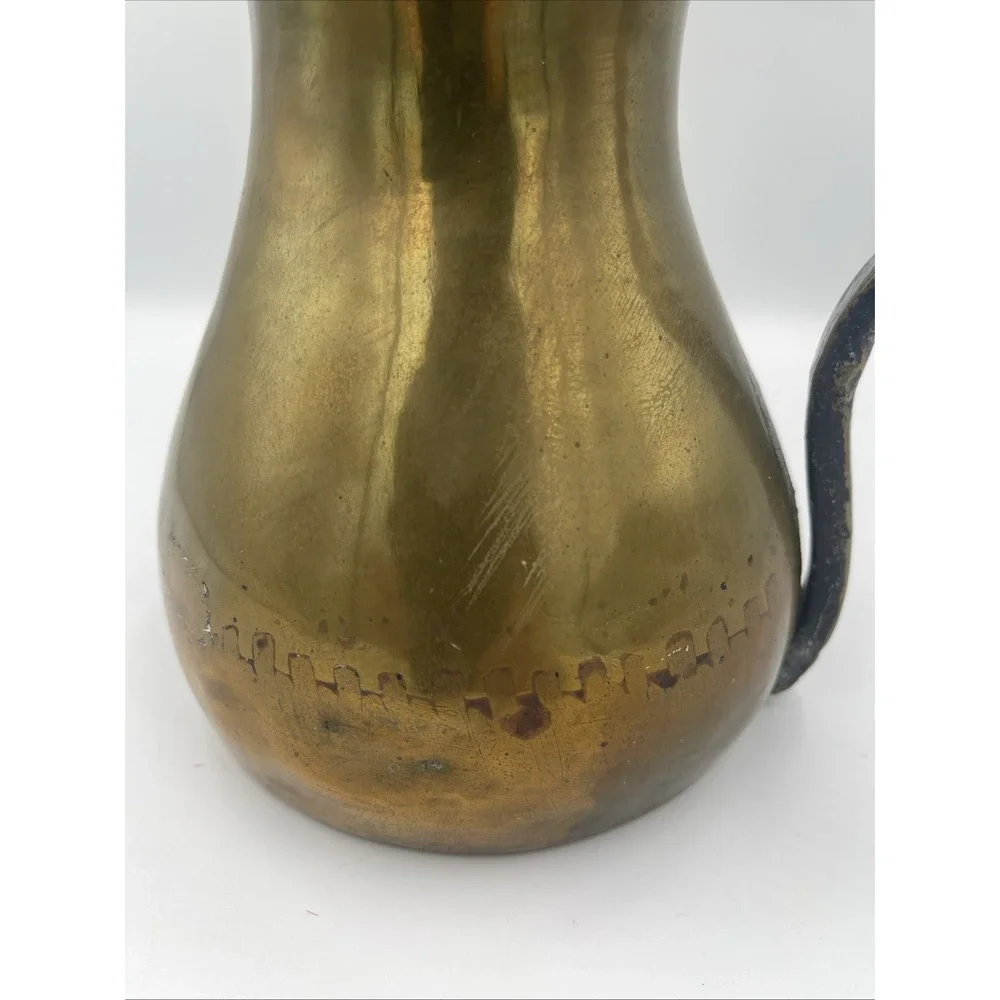 Vintage Brass Arabic Dallah Coffee Pot Middle Eastern Handmade Decor